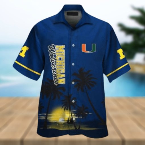 Michigan Wolverines Short Sleeve Button Up Tropical Hawaiian Shirt VER04