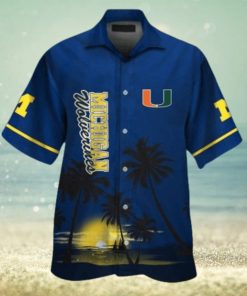 Michigan Wolverines Short Sleeve Button Up Tropical Hawaiian Shirt VER04