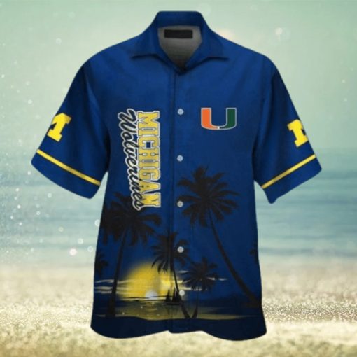 Michigan Wolverines Short Sleeve Button Up Tropical Hawaiian Shirt VER04