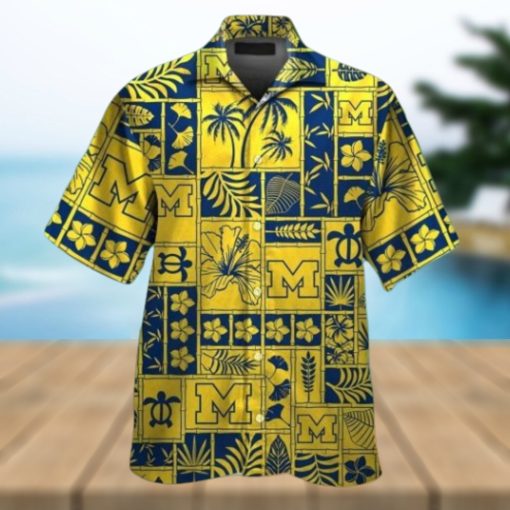 Michigan Wolverines Short Sleeve Button Up Tropical Hawaiian Shirt VER06