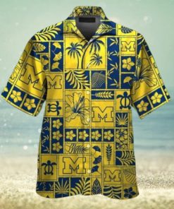 Michigan Wolverines Short Sleeve Button Up Tropical Hawaiian Shirt VER06