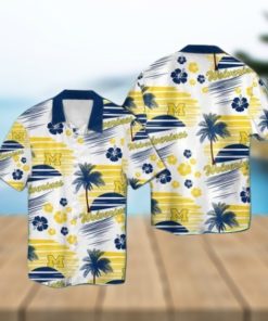 Michigan Wolverines Short Sleeve Button Up Tropical Hawaiian Shirt VER07