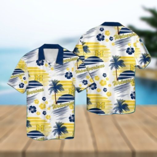 Michigan Wolverines Short Sleeve Button Up Tropical Hawaiian Shirt VER07