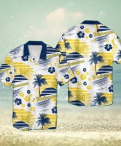 Michigan Wolverines Short Sleeve Button Up Tropical Hawaiian Shirt VER07