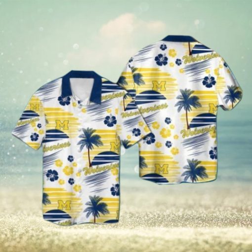 Michigan Wolverines Short Sleeve Button Up Tropical Hawaiian Shirt VER07