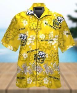 Michigan Wolverines Short Sleeve Button Up Tropical Hawaiian Shirt VER09