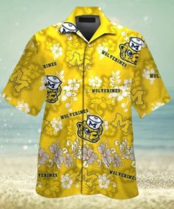 Michigan Wolverines Short Sleeve Button Up Tropical Hawaiian Shirt VER09