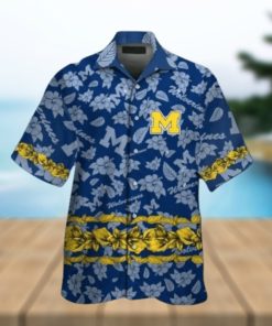 Michigan Wolverines Short Sleeve Button Up Tropical Hawaiian Shirt