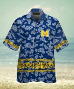 Michigan Wolverines Short Sleeve Button Up Tropical Hawaiian Shirt