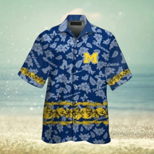 Michigan Wolverines Short Sleeve Button Up Tropical Hawaiian Shirt