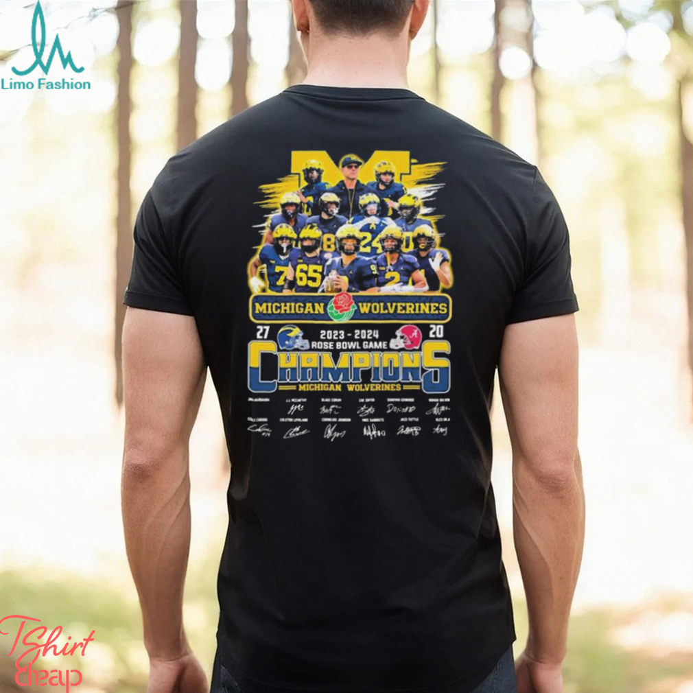 Michigan Wolverines Team 2023 2024 Rose Bowl Game Champions Signatures Shirt Michigan Wolverines Team 2023 2024 Rose Bowl Game Champions Signatures Shirt