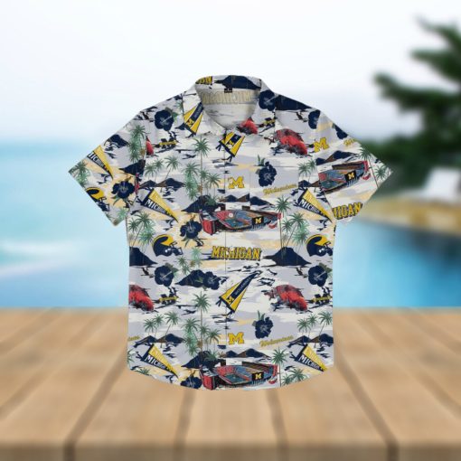 Michigan Wolverines Thematic Stadium Print Hawaiian Shirt