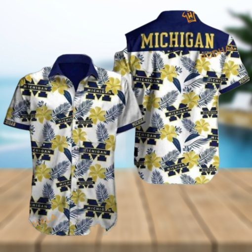 Michigan Wolverines Tropical Pattern Hawaiian Shirt