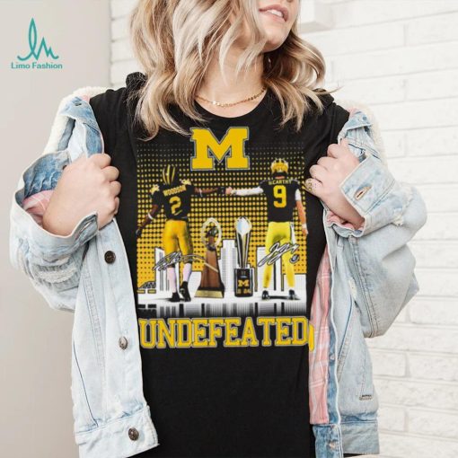 Michigan Wolverines Undefeated Charles Woodson And Jj Mccarthy Signatures Shirt