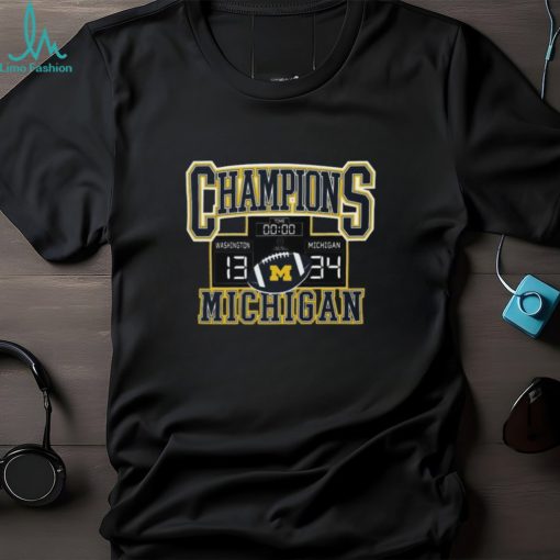 Michigan Wolverines Win Washington Huskies College Football Playoff 2023 National Champions Scoreboard 34 13 T Shirt