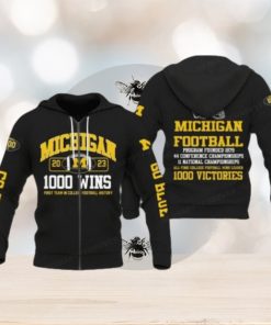 Michigan Wolverines Zip Hoodies, 1000 Wins College Football Hoodies
