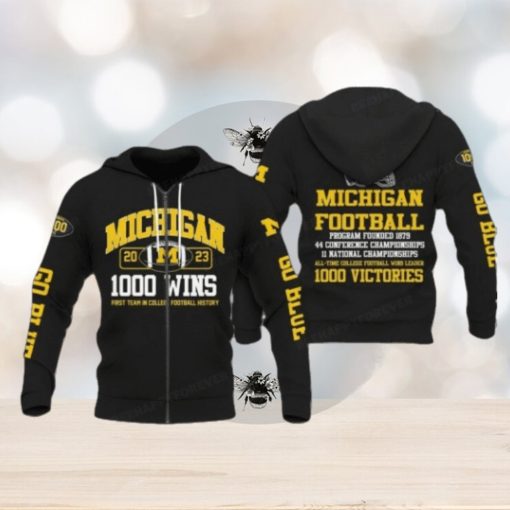 Michigan Wolverines Zip Hoodies, 1000 Wins College Football Hoodies