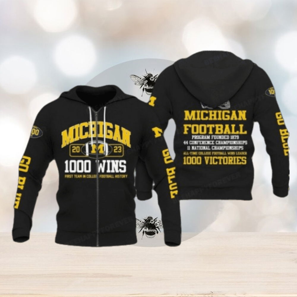 Michigan Wolverines Zip Hoodies, 1000 Wins College Football Hoodies Michigan Wolverines Zip Hoodies, 1000 Wins College Football Hoodies
