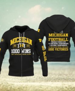 Michigan Wolverines Zip Hoodies, 1000 Wins College Football Hoodies