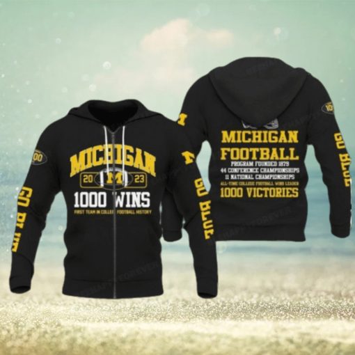 Michigan Wolverines Zip Hoodies, 1000 Wins College Football Hoodies