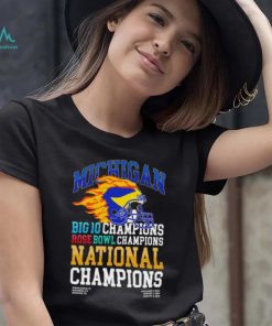 Michigan Wolverines big 10 champions rose bowl champions national champions fire helmet shirt