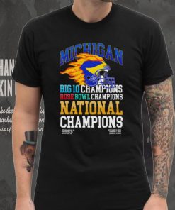 Michigan Wolverines big 10 champions rose bowl champions national champions fire helmet shirt