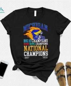 Michigan Wolverines big 10 champions rose bowl champions national champions fire helmet shirt