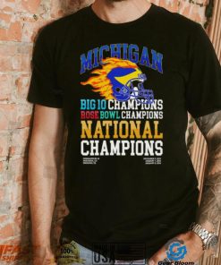 Michigan Wolverines big 10 champions rose bowl champions national champions fire helmet shirt