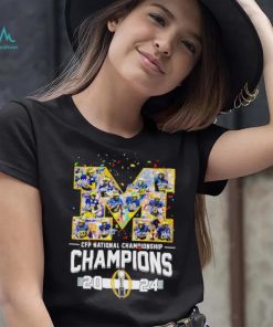 Michigan Wolverines big logo CFP National Championship Champions 2024 signatures shirt