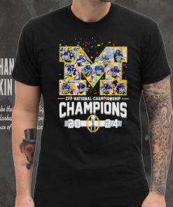 Michigan Wolverines big logo CFP National Championship Champions 2024 signatures shirt