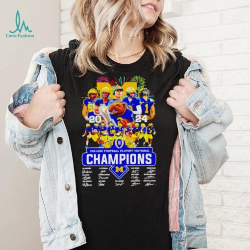 Michigan Wolverines college football playoff national 2024 signatures shirt