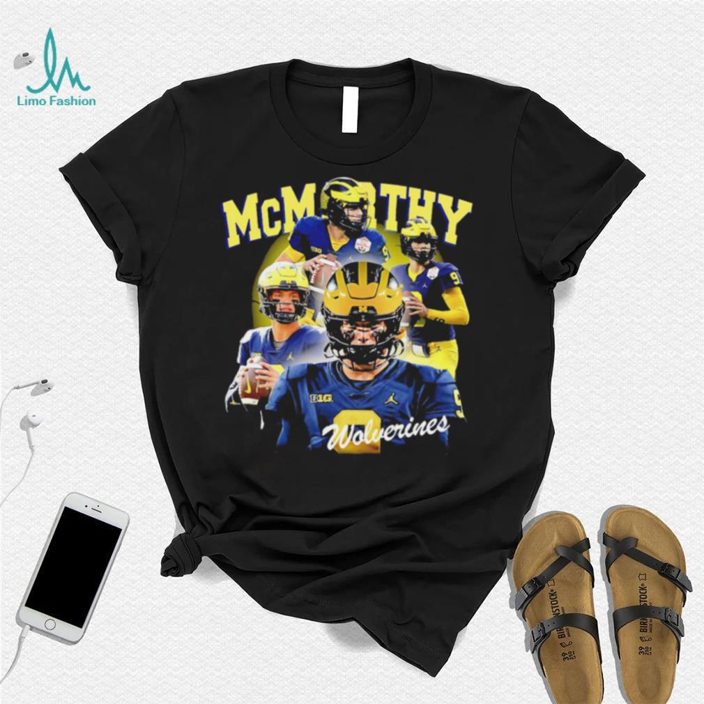 Michigan Wolverines football J.J. McCarthy player pose portrait 2024 shirt Michigan Wolverines football J.J. McCarthy player pose portrait 2024 shirt
