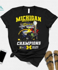 Michigan Wolverines go blue 2024 College football National Champions helmet logos shirt