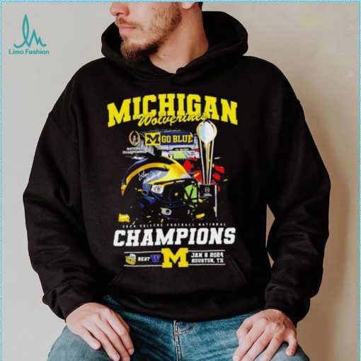 Michigan Wolverines go blue 2024 College football National Champions helmet logos shirt