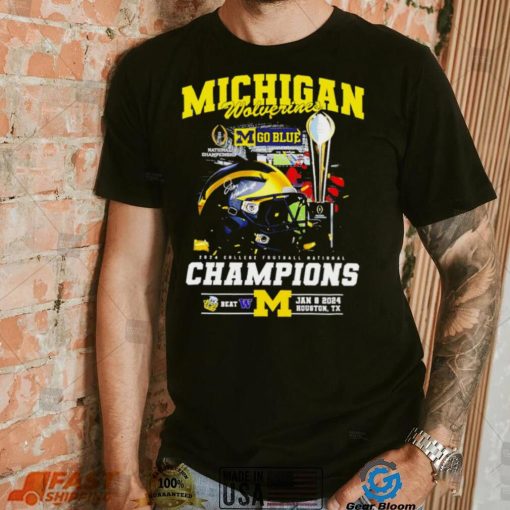 Michigan Wolverines go blue 2024 College football National Champions helmet logos shirt
