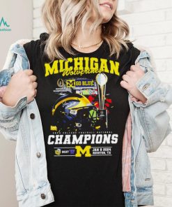 Michigan Wolverines go blue 2024 College football National Champions helmet logos shirt