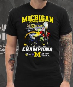 Michigan Wolverines go blue 2024 College football National Champions helmet logos shirt