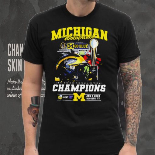Michigan Wolverines go blue 2024 College football National Champions helmet logos shirt