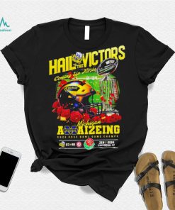 Michigan Wolverines hail to the victors coming up Rose 2024 Rose Bowl Game Champs helmet logo shirt