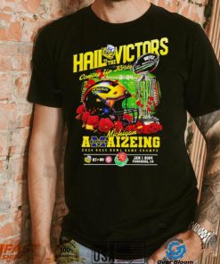Michigan Wolverines hail to the victors coming up Rose 2024 Rose Bowl Game Champs helmet logo shirt