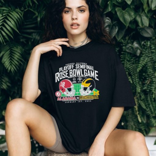 Michigan Wolverines vs Alabama Crimson Tide Blue 84 College Football Playoff 2024 Rose Bowl Matchup T Shirt
