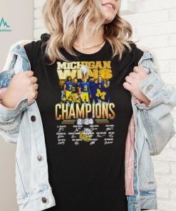 Michigan wins CFP National Champions 2024 player signatures logo shirt
