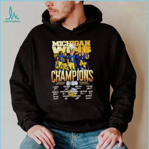 Michigan wins CFP National Champions 2024 player signatures logo shirt