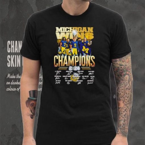Michigan wins CFP National Champions 2024 player signatures logo shirt