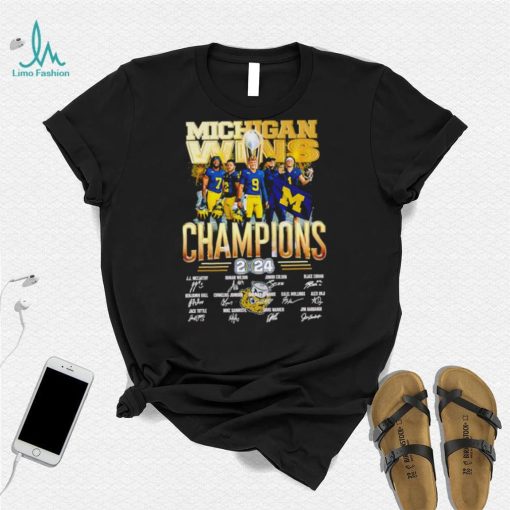 Michigan wins CFP National Champions 2024 player signatures logo shirt