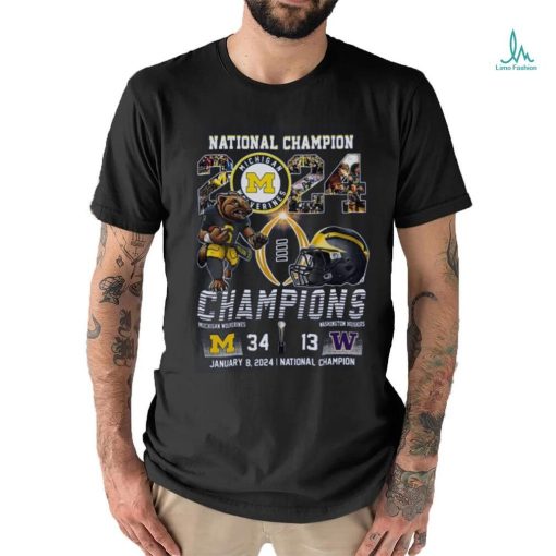 Michigan wolverines national champions 2024 champions michigan wolverines and washington huskies 34 13 shirt
