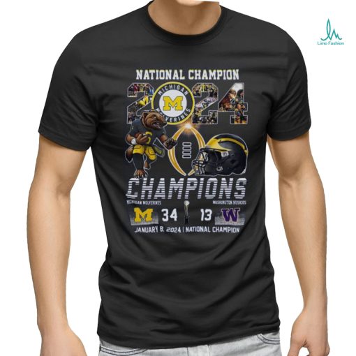 Michigan wolverines national champions 2024 champions michigan wolverines and washington huskies 34 13 shirt