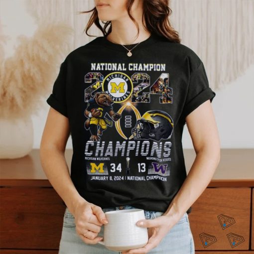 Michigan wolverines national champions 2024 champions michigan wolverines and washington huskies 34 13 shirt