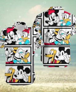 Mickey And Donal Duck White Black Aloha Hawaiian Shirts