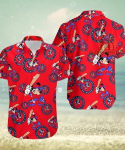 Mickey Mouse Baseball New England Patriots Red Western Hawaiian Shirt